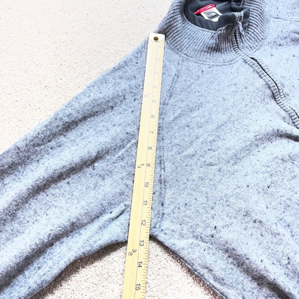 The North Face Quarter Zip Sweater Mens XL Gray Cotton Wool Blend Fleece Collar - Picture 6 of 11